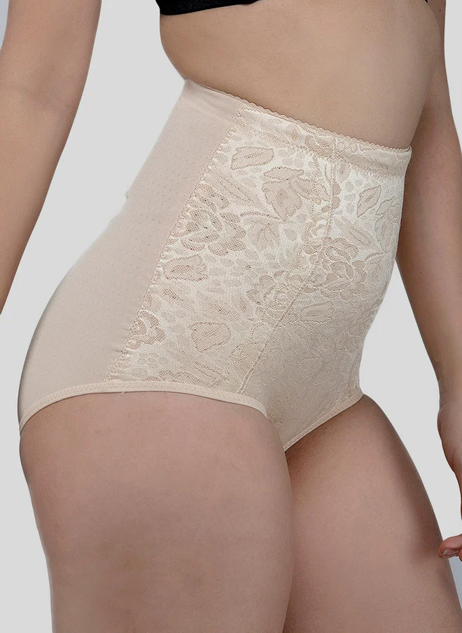 Laceandme Laceandme Women Cream-Coloured Patterned Tummy Tucker 4352